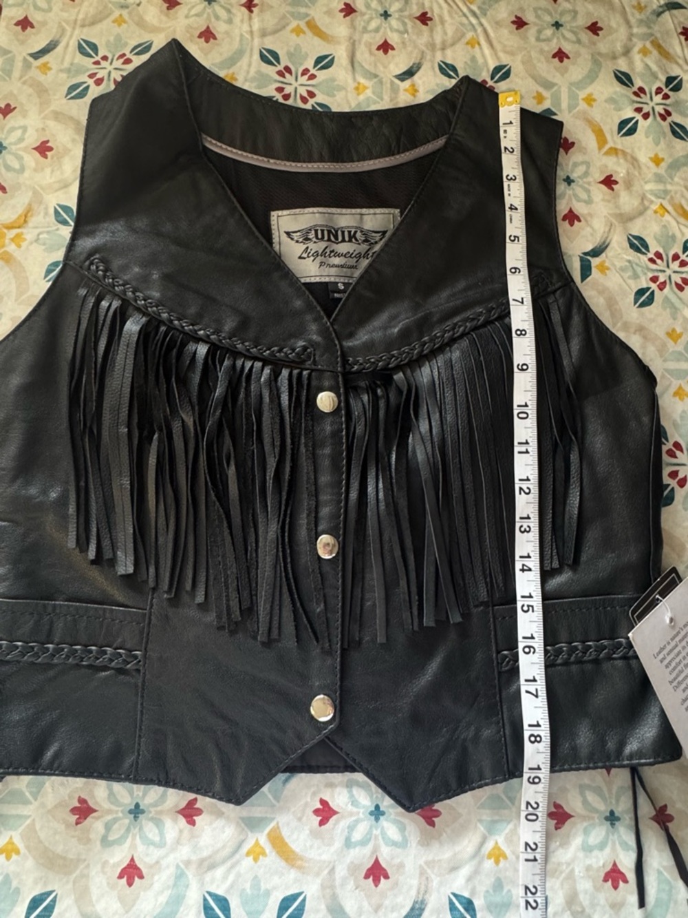 Unik Black Leather Fringe Vest - Picture 10 of 10